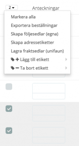 Lägg till Orderetikett