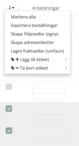 Lägg till Orderetikett
