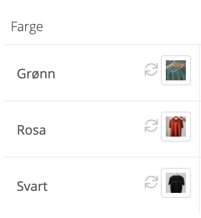 Skjermbilde for: Avanserte produktvalg: Hvordan legger jeg til bildevalg?