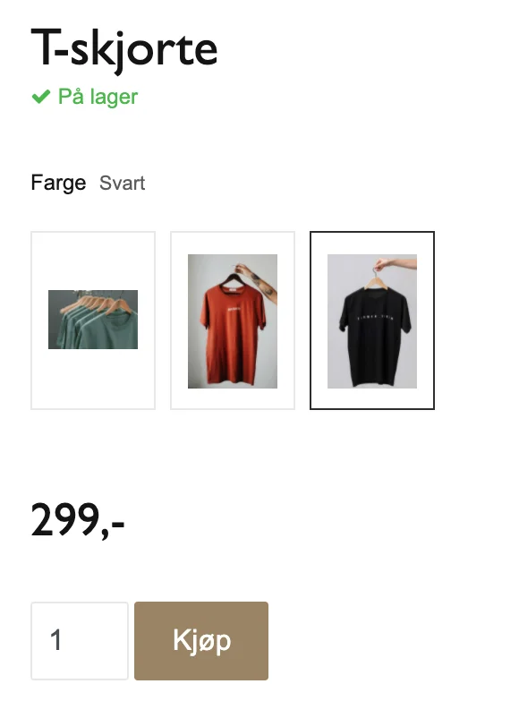 Skjermbilde for: Avanserte produktvalg: Hvordan legger jeg til bildevalg?