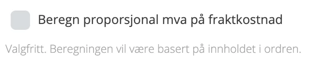 Skjermbilde for: Hvordan stiller jeg inn moms for frakt?