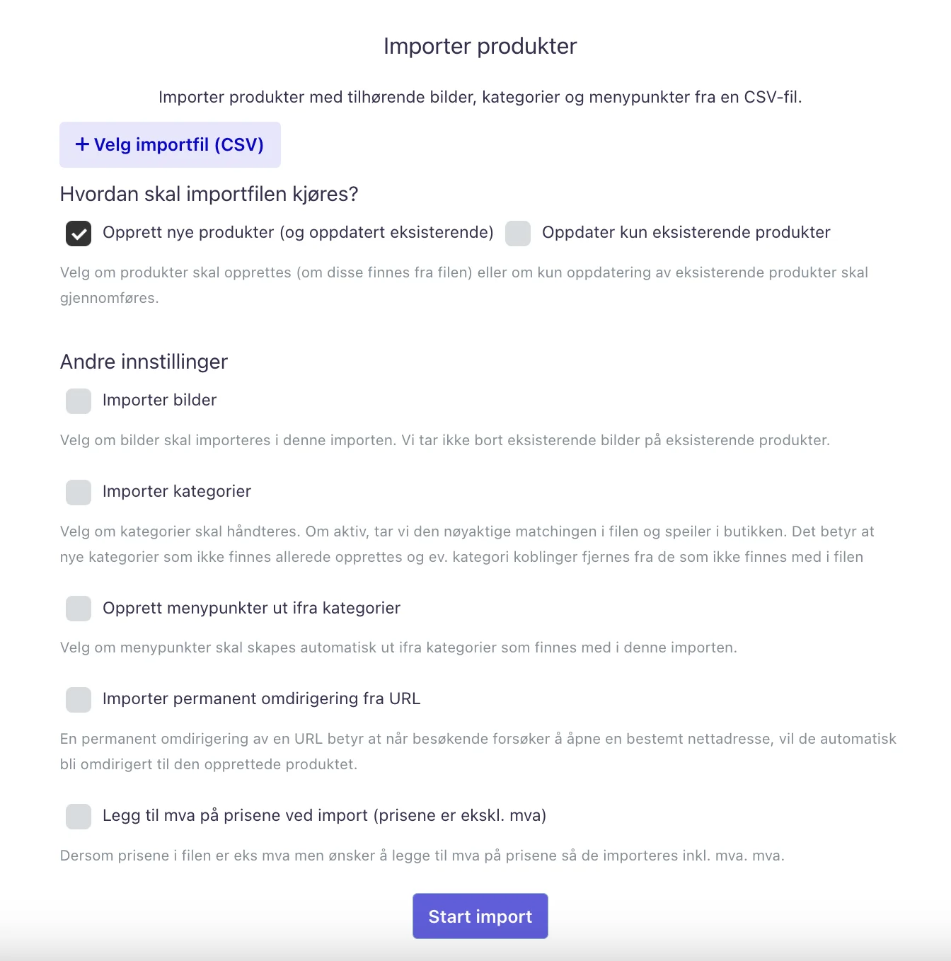 Skjermbilde for: Hvordan importerer jeg produkter til butikken min?