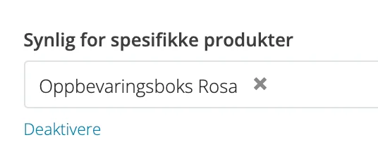 Skjermbilde for: Kan jeg opprette en spesifikk fraktmetode for et spesifikt produkt?