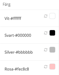 Färger kopplade till varianter