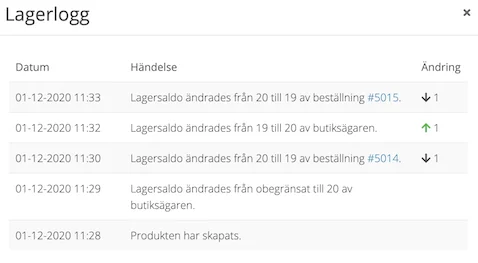 Lagerhandelser-lagerlogg