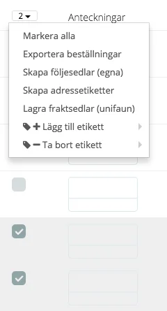 Lägg till Orderetikett