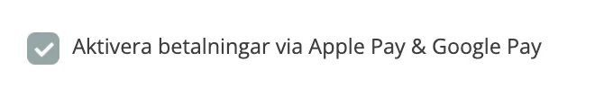 Skärmavbild för: Stripe: Hur aktiverar jag Apple Pay och Google Pay?