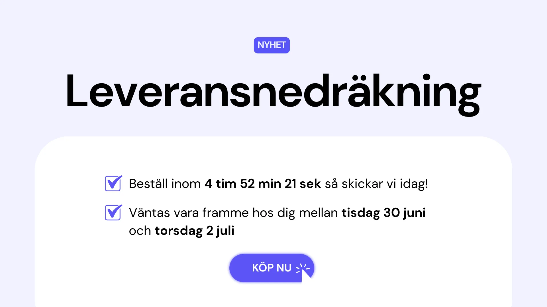 Nyhet: Leveransnedräkning